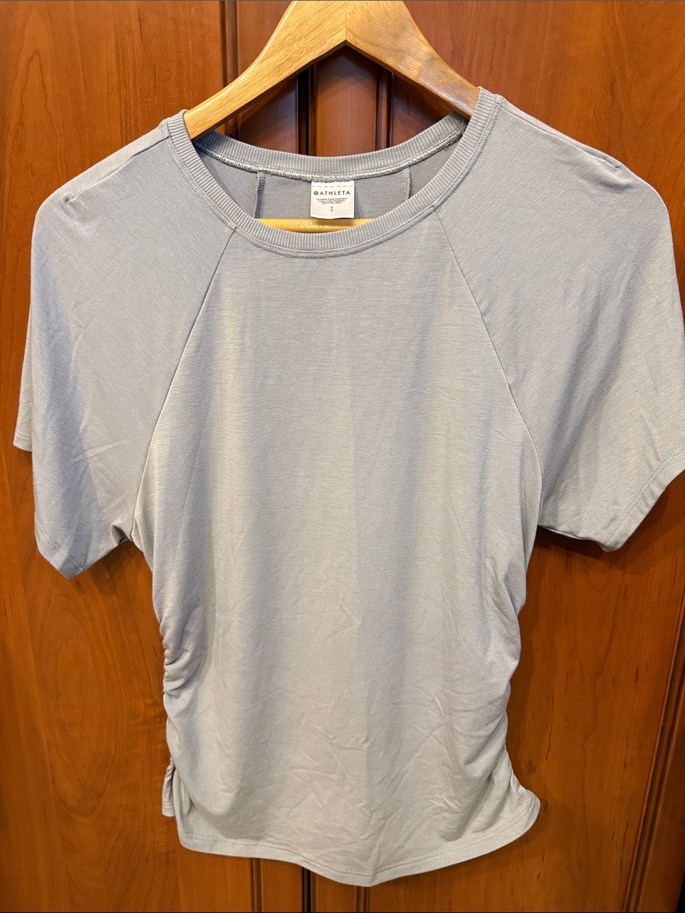 Athleta Heather Gray Short Sleeve Side-Ruched Tee